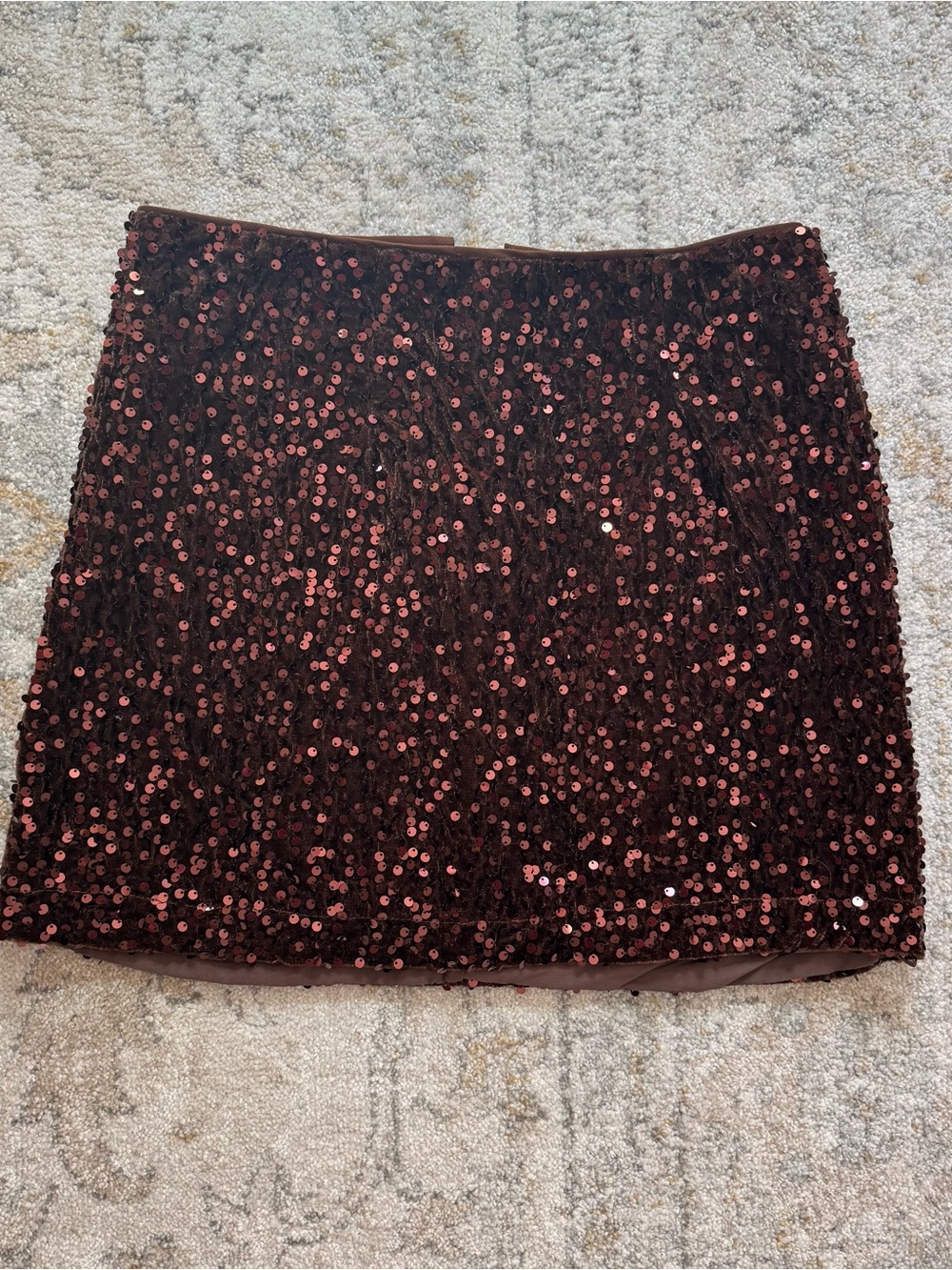 Brown Sequin Mini Skirt